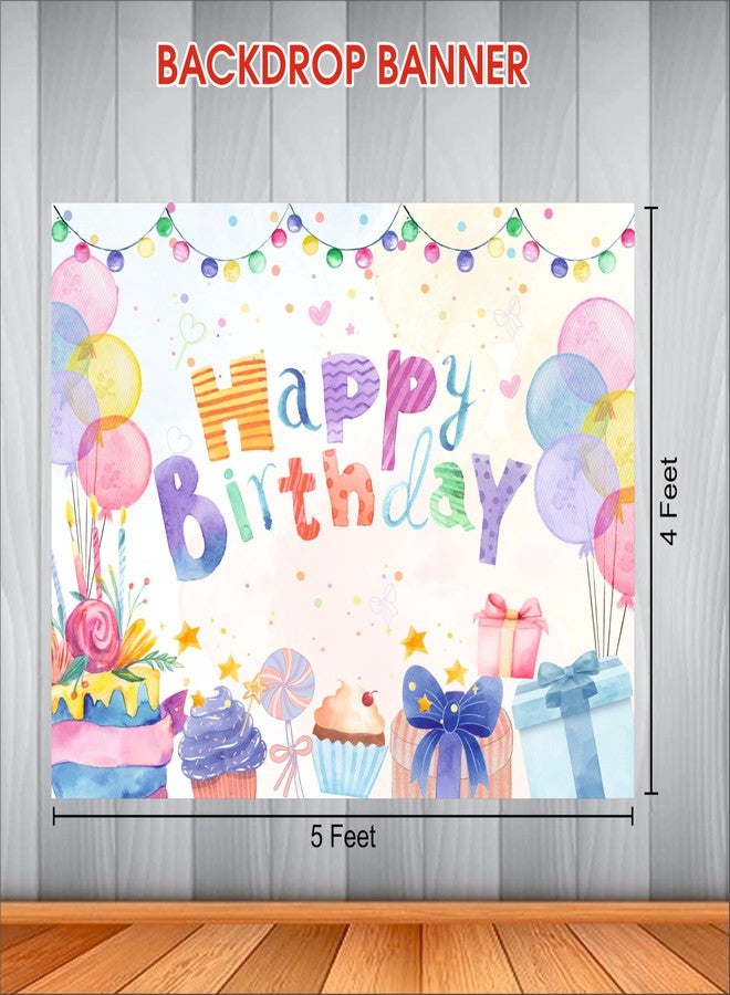 Party Baazaar Pastel Birthday Backdrop 5x4 Ft | Backdrops for Decoration | Birthday Decoration Backdrop | Banner for Kids Theme Party - Image 3